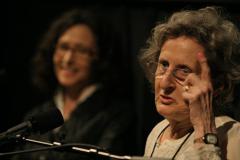 [Scene from "Artist Talk: Trisha Brown with Susan Rosenberg" During BAM Spring, 2009]
