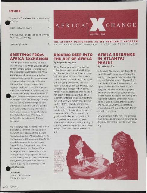[Brochure for Africa Xchange: An International Program of 651 Arts, 1998] 