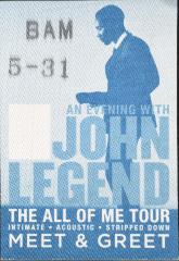 [Backstage Pass from John Legend's "The All of Me Tour" During Spring, 2014]