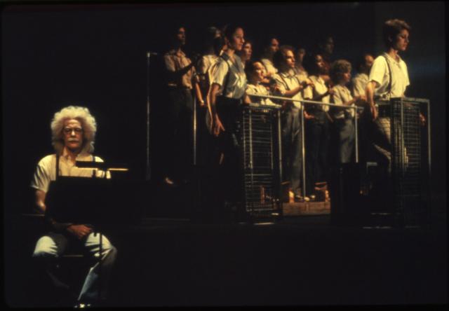 [Excerpt from Robert Wilson / Philip Glass production "Einstein on the Beach" during BAM Next Wave Festival, 1984]