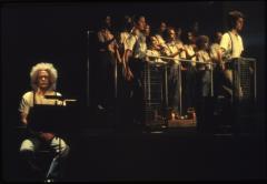 [Excerpt from Robert Wilson / Philip Glass production "Einstein on the Beach" during BAM Next Wave Festival, 1984]