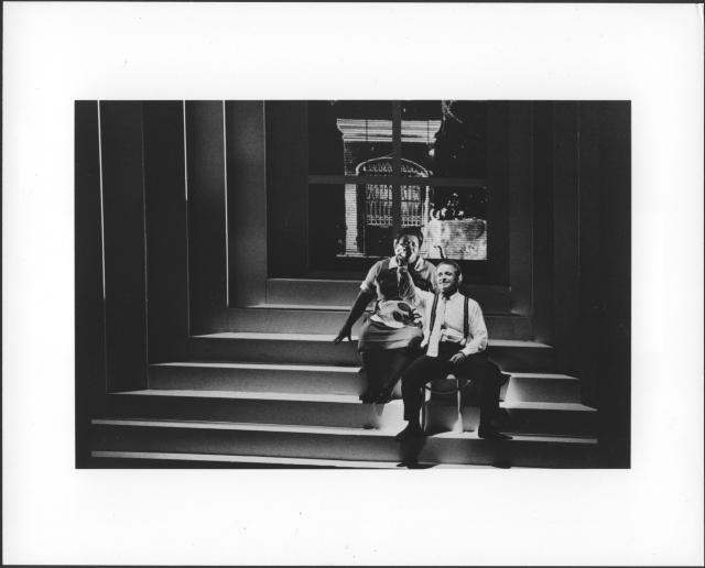 [Linda Thompson and Richard Fracker in the Allen Ginsberg/Philip Glass production of "Hydrogen Jukebox" during BAM Spring Series, 1991]