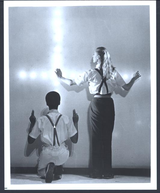 [Sheryl Sutton and Lucinda Childs in the Philip Glass/Robert Wilson production "Einstein on the Beach" during BAM Next Wave Festival, 1984]