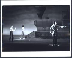 [Lucinda Childs and Sheryl Sutton (both left) with cast member in Act 1, Scene 1A of the Philip Glass/Robert Wilson production "Einstein on the Beach" during BAM Next Wave Festival, 1984]