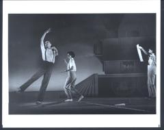 [Lucinda Childs, Rachel Brumer, and Sheryl Sutton in Act 1, Scene  1A of the Philip Glass/Robert Wilson production "Einstein on the Beach" during BAM Next Wave Festival, 1984]