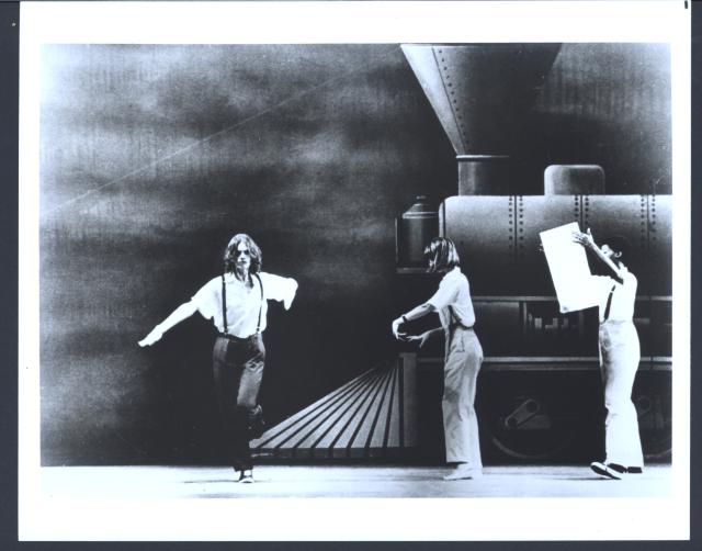[Lucinda Childs (left) and Sheryl Sutton (right) in Act 1, Scene 1A of the Philip Glass/Robert Wilson production "Einstein on the Beach" during BAM Next Wave Festival, 1984]
