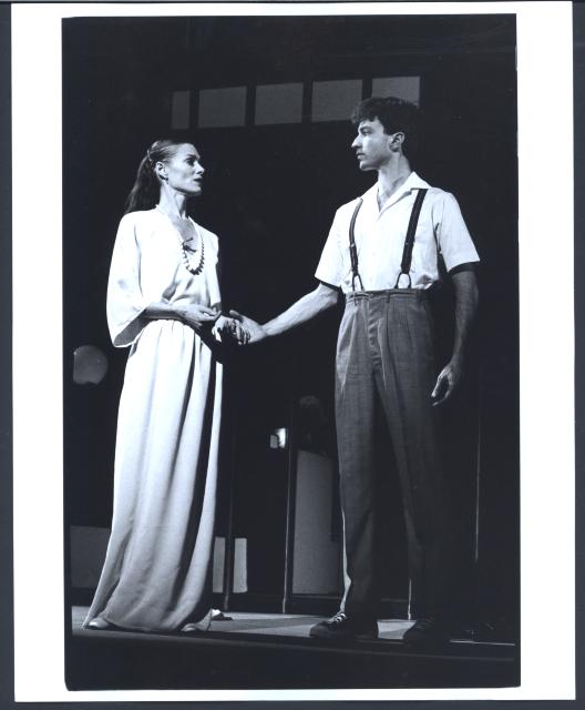 [Lucinda Childs and Garry Reigenborn in the Philip Glass/Robert Wilson production "Einstein on the Beach" during BAM Next Wave Festival, 1984]