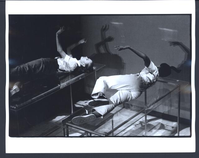 [Lucinda Childs and Sheryl Sutton in the Philip Glass/Robert Wilson production "Einstein on the Beach" during BAM Next Wave Festival, 1984]