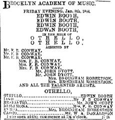 [Advertisement for the Edwin Booth production "Othello" during Spring Season, 1864]