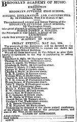 [Advertisement for the "Exhibition of the Brooklyn Juvenile High School" during Spring Season, 1864]
