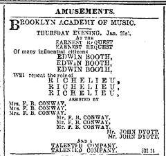 [Advertisement for the Edwin Booth production "Richelieu" during Spring Season, 1864]