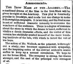 [Advertisement for the production "Man in the Iron Mask" during Spring Season, 1864]