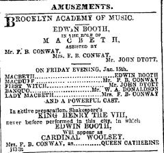 [Advertisement for the Edwin Booth productions "Macbeth/Henry VIII" during Spring Season, 1864]