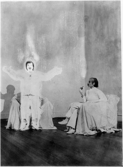 [Cindy Lubar and George Ashley in the Robert Wilson production "The Life and Times of Joseph Stalin" during BAM Fall Series, 1973]