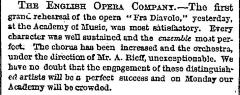 [Advertisement for the production "Fra Diavolo" during Spring Season, 1864]