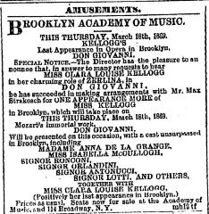 [Advertisement for the Max Maretzek production "Don Giovanni" during Spring Season, 1869]