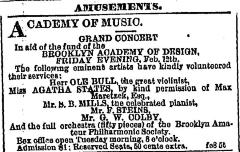 [Advertisement for the "Grand Concert for the Brooklyn Academy of Design" during Spring Season, 1869]