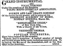 [Advertisement for the "Young Men's Christian Association Fourth Concert" during Spring Season, 1869]