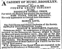 [Advertisement for the "Brooklyn Choral Union Fourth Concert" during Spring Season, 1869]
