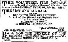 [Advertisement for the "Thirty-First Annual Fire Department Ball" during Spring Season, 1869]