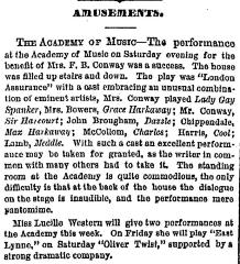 [Review of the production "London Assurance" during Spring Season, 1869]