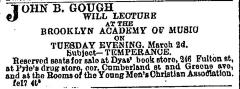 [Advertisement for the John B. Gough lecture "Temperance" during Spring Season, 1869]