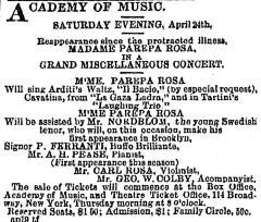 [Advertisement for the "Euphrosyne Parepa-Rosa Concert" during Spring Season, 1869]