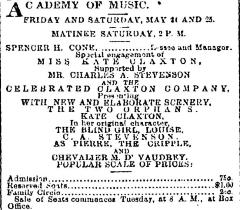 [Advertisement for the Claxton Company production “The Two Orphans" during Spring Season, 1878]