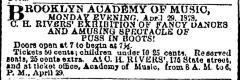 [Advertisement for the Charles H. Rivers production “Fancy Dances/Puss in Boots" during Spring Season, 1878]
