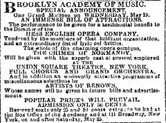 [Advertisement for the Union Square Theatre Company production “The Chimes of Normandy" during Spring Season, 1878]