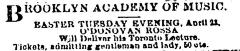 [Advertisement for the Jeremiah O'Donovan Rossa lecture "Toronto" during Spring Season, 1878]
