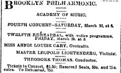 [Advertisement for the Philharmonic Society of Brooklyn "Fourth Concert of the Twentieth Season" during Spring Season, 1878]