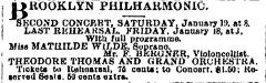 [Advertisement for the Philharmonic Society of Brooklyn "Second Concert of the Twentieth Season" during Spring Season, 1878]