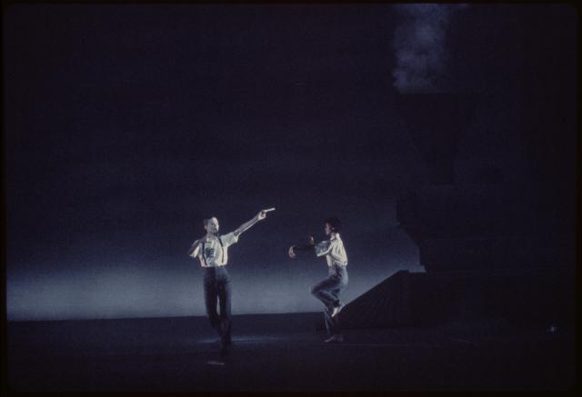 [Lucinda Childs and Rachel Brumer in the Philip Glass/Robert Wilson production "Einstein on the Beach" during BAM Next Wave Festival, 1984]