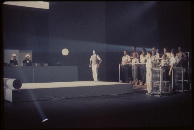 [Scene from the Philip Glass/Robert Wilson production "Einstein on the Beach" during BAM Next Wave Festival, 1984]