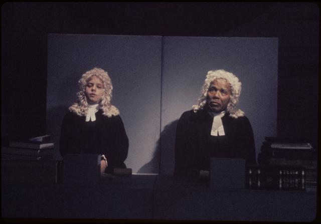 [Lute Ramblin' and Samuel M. Johnson in the Philip Glass/Robert Wilson production "Einstein on the Beach" during BAM Next Wave Festival, 1984]