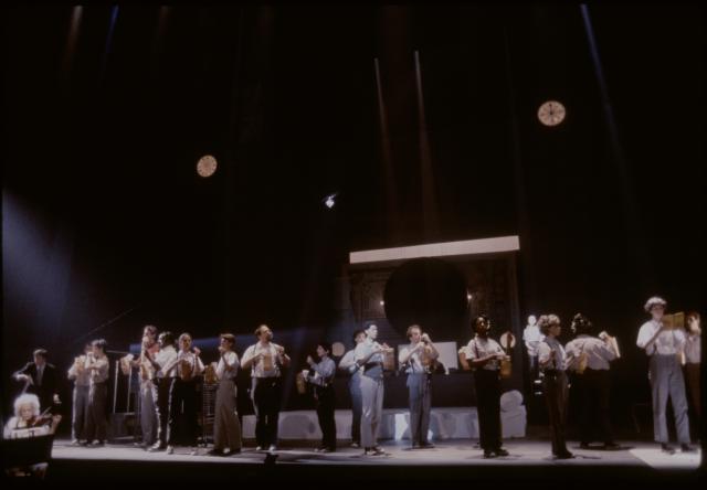 [Scene from the Philip Glass/Robert Wilson production "Einstein on the Beach" during BAM Next Wave Festival, 1984]