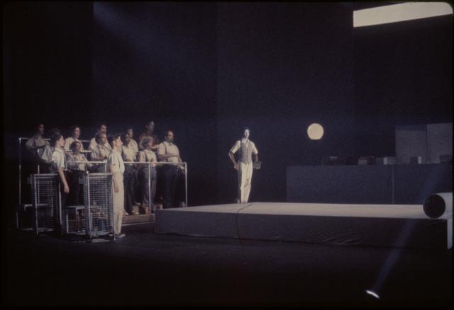 [Scene from the Philip Glass/Robert Wilson production "Einstein on the Beach" during BAM Next Wave Festival, 1984]