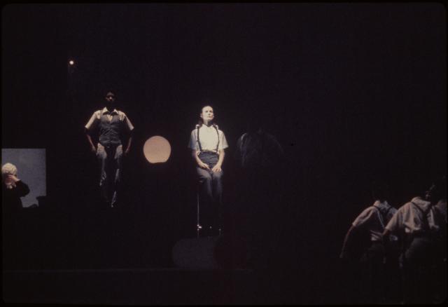 [Lute Ramblin', Sheryl Sutton, and Lucinda Childs in the Philip Glass/Robert Wilson production "Einstein on the Beach" during BAM Next Wave Festival, 1984]