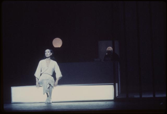 [Lucinda Childs and Samuel M. Johnson in the Philip Glass/Robert Wilson production "Einstein on the Beach" during BAM Next Wave Festival, 1984]