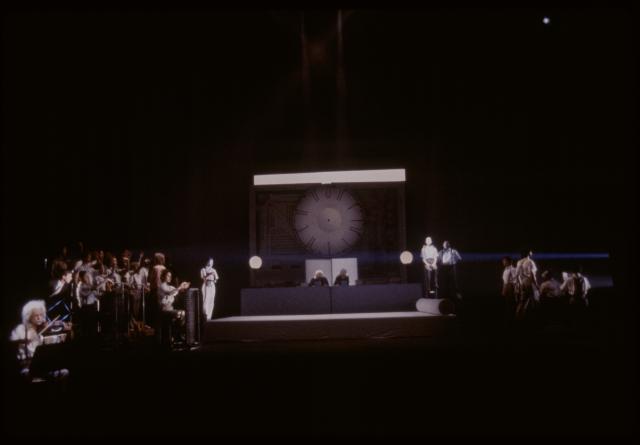 [Scene from the Philip Glass/Robert Wilson production "Einstein on the Beach" during BAM Next Wave Festival, 1984]