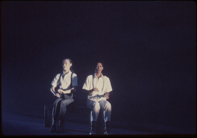 [Lucinda Childs and Sheryl Sutton in the Philip Glass/Robert Wilson production "Einstein on the Beach" during BAM Next Wave Festival, 1984]