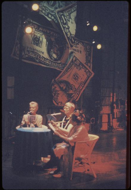 [Scene from the Tim Miller production "Democracy in America" during BAM Next Wave Festival, 1984]