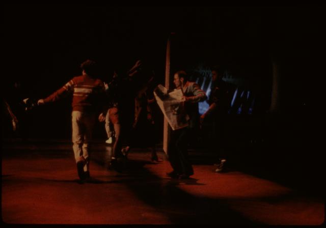 [Scene from the Tim Miller production "Democracy in America" during BAM Next Wave Festival, 1984]