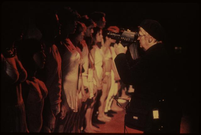 [Scene from the Tim Miller production "Democracy in America" during BAM Next Wave Festival, 1984]