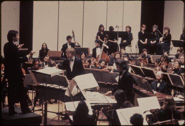 [Scene from the Steve Reich production "The Desert Music" during BAM Next Wave Festival, 1984]