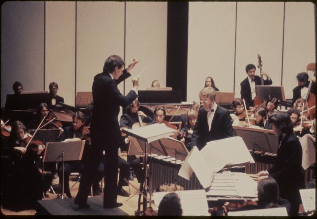 [Scene from the Steve Reich production "The Desert Music" during BAM Next Wave Festival, 1984]