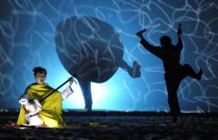 [Yumiko Tanaka, Charlotte Engelkes, and Maria Goyette in the Théâtre Vidy-Lausanne/Heiner Goebbels production "Hashirigaki" during BAM Spring Series, 2003]

