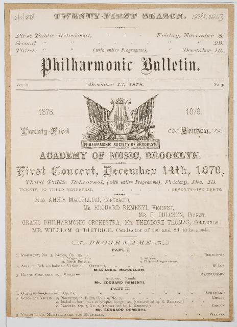 Philharmonic Society of Brooklyn: First Concert of the Twenty-First Season