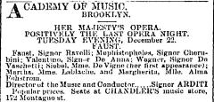 [Advertisement for the Her Majesty's Opera Company production “Faust" during Fall Season, 1885]